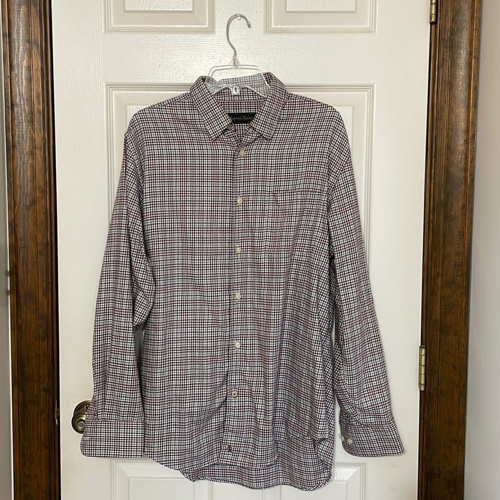 Kenneth Roberts Platinum Maroon Gray Button Shirt Sz. Large